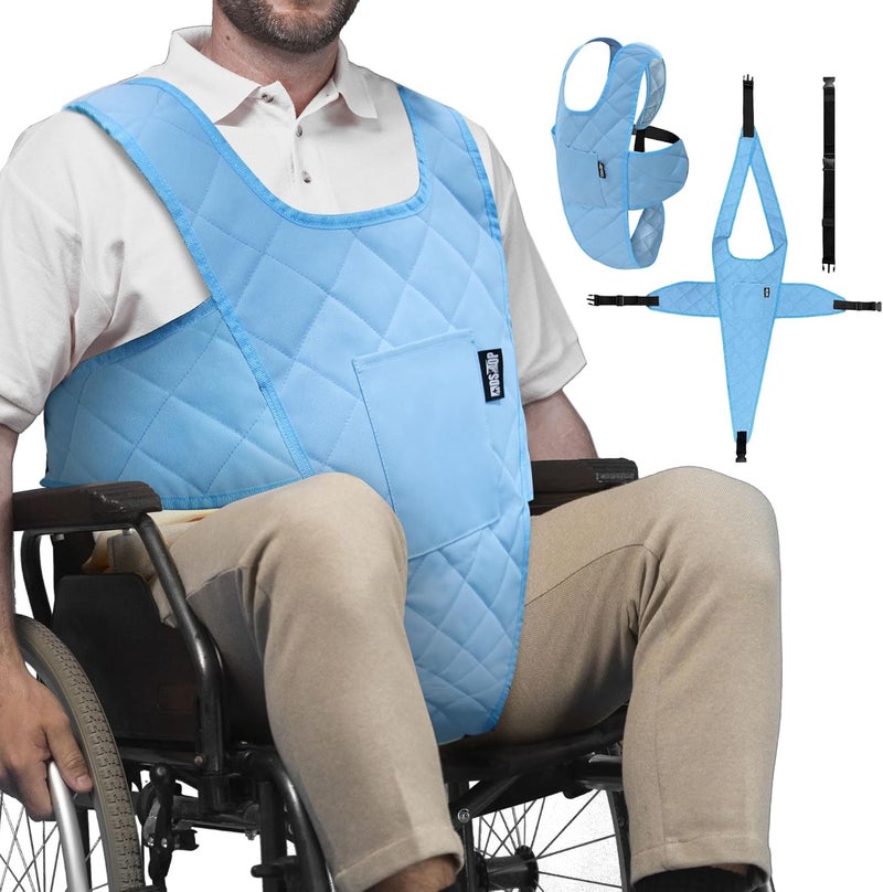 MDSTOP Wheelchair Safety Belt, Anti-Slip Wheelchair Seatbelt, Wheelchair Harness with Adjustable Secure Buckle, Medical Restraints Straps for Seniors Elderly, Patients, Disable (Blue) - Image 1